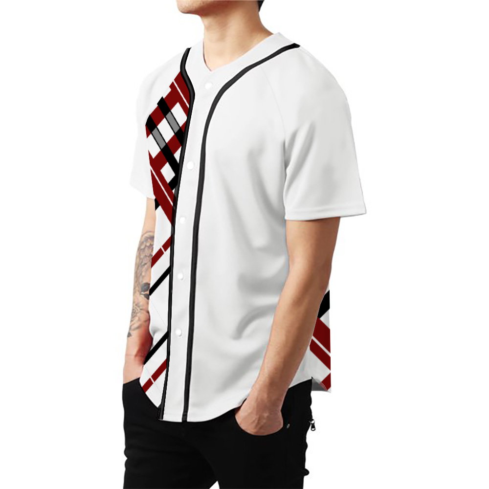 "OG Plaid" Red Baseball Jersey Sports Jersey