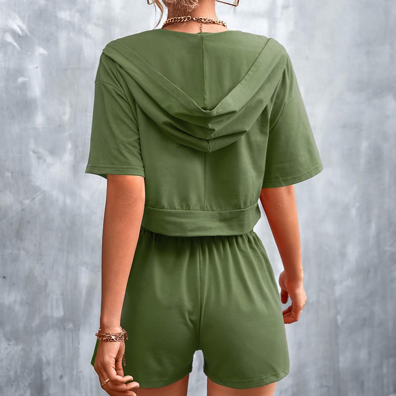 Hooded Tracksuit Shorts Set