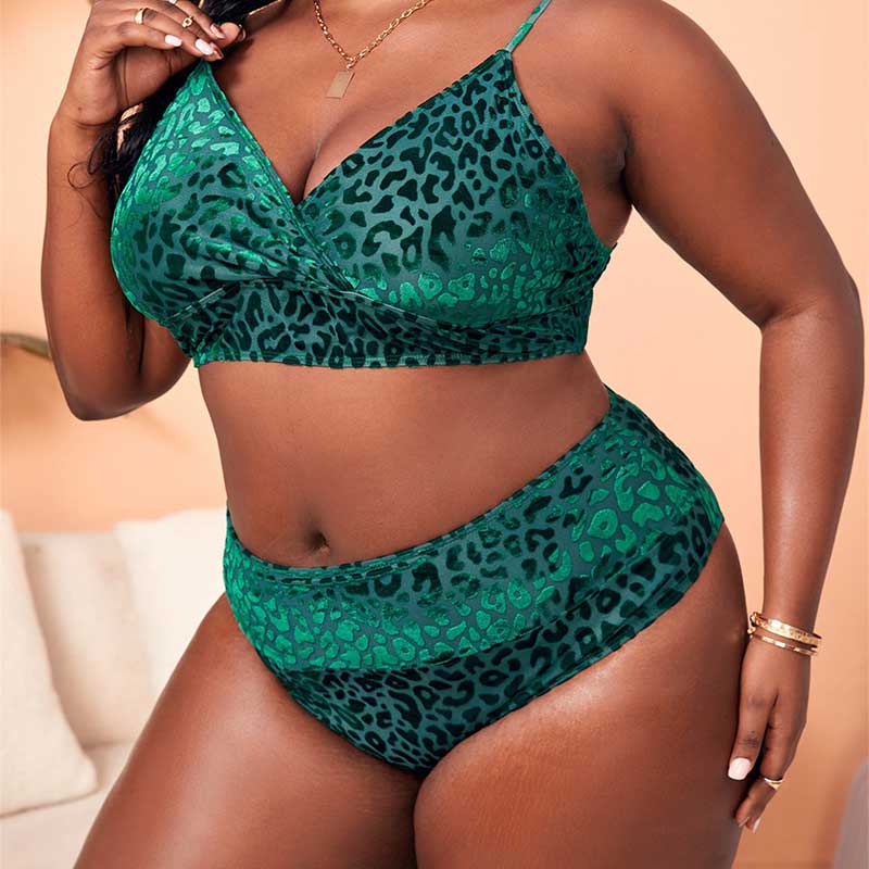 Plus Size Leopard Tie Swimsuit Straps Adjustable