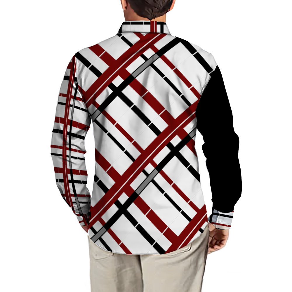 Plaid8 Burgandy Long Sleeve Button Up