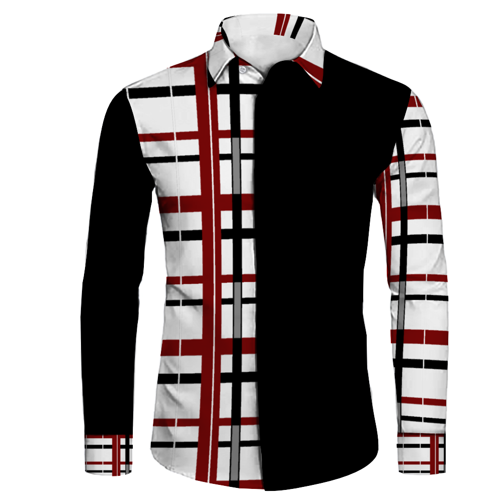 Plaid8 Burgandy Long Sleeve Button Up