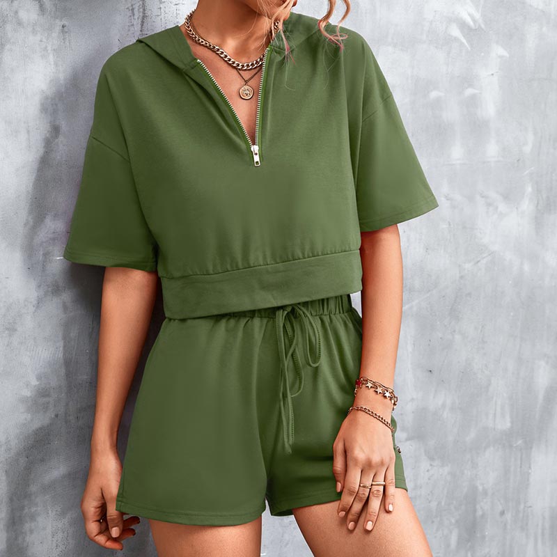 Hooded Tracksuit Shorts Set