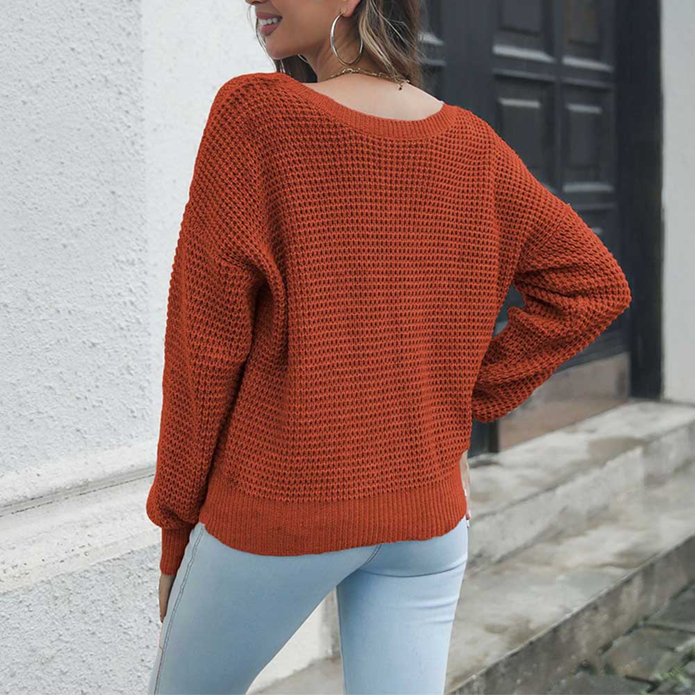 Criss Cross V Back Sweaters Knitted Pullover