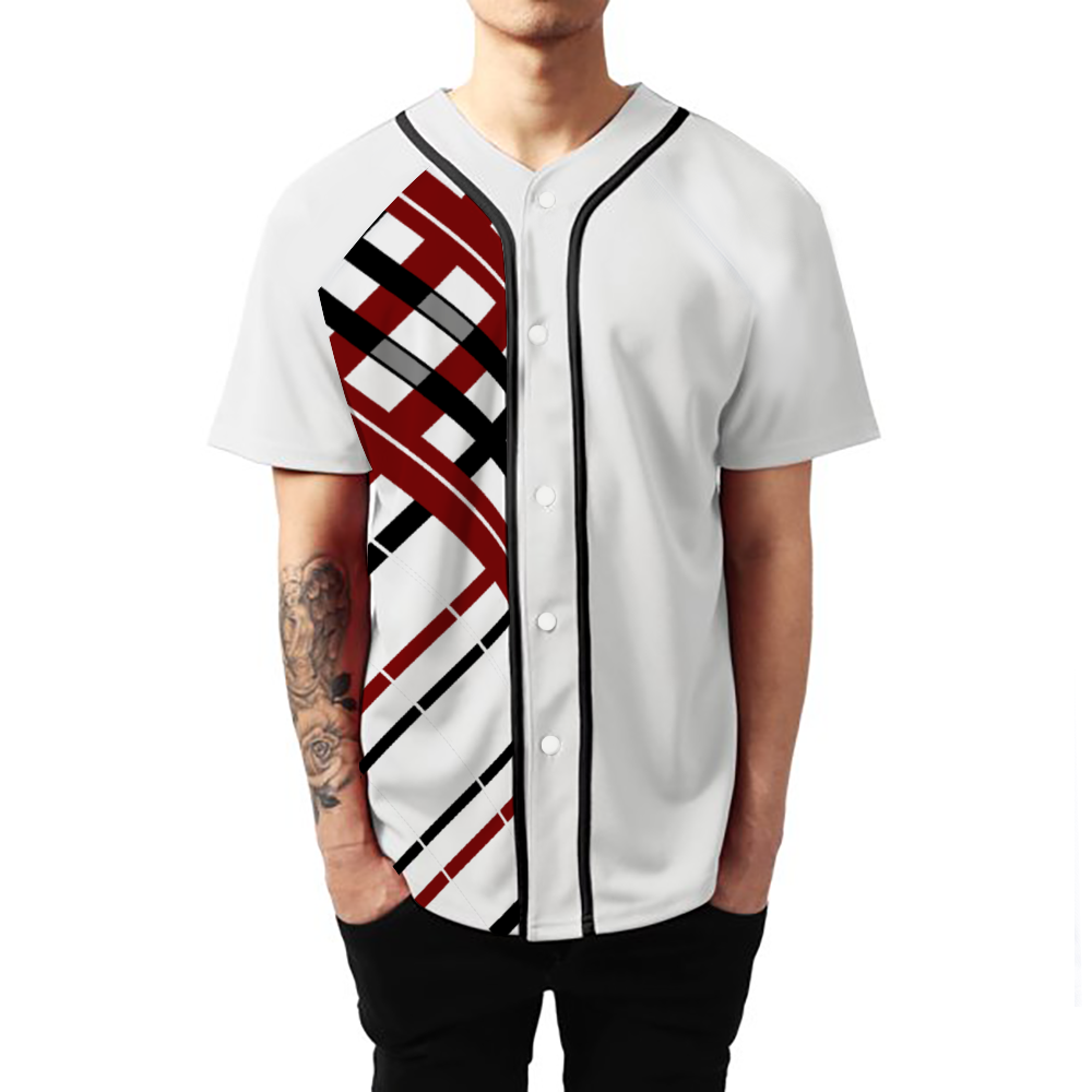 "OG Plaid" Red Baseball Jersey Sports Jersey