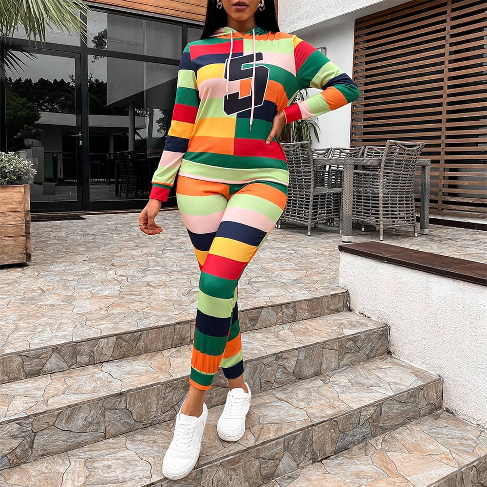 Long Sleeve Hooded Sports Tracksuit