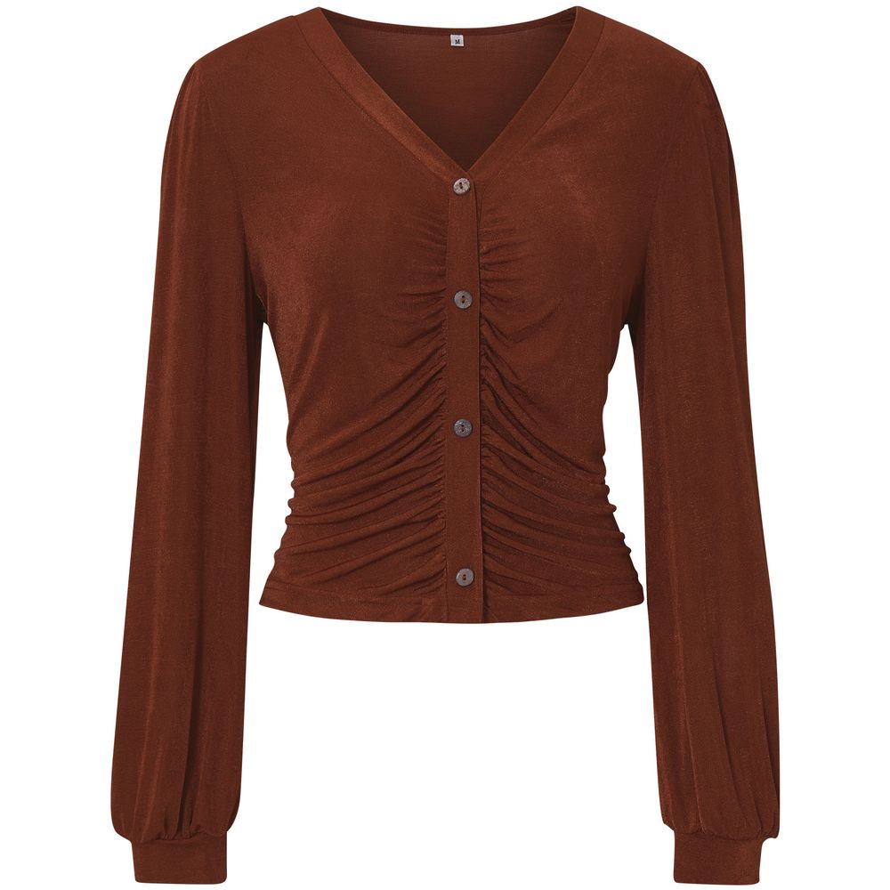 Button Down Long Sleeve V-Neck Soft Knit Cardigan