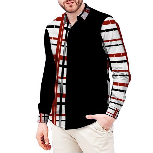 Plaid8 Burgandy Long Sleeve Button Up