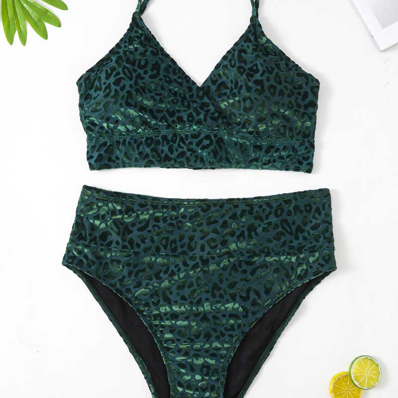 Plus Size Leopard Tie Swimsuit Straps Adjustable