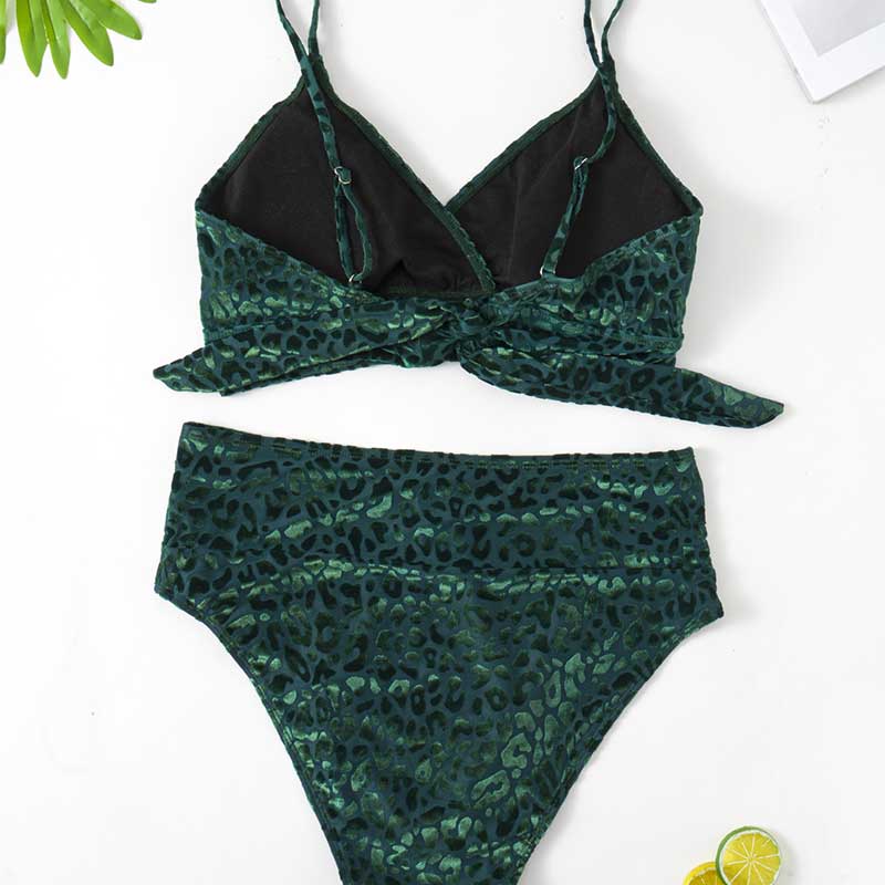 Plus Size Leopard Tie Swimsuit Straps Adjustable