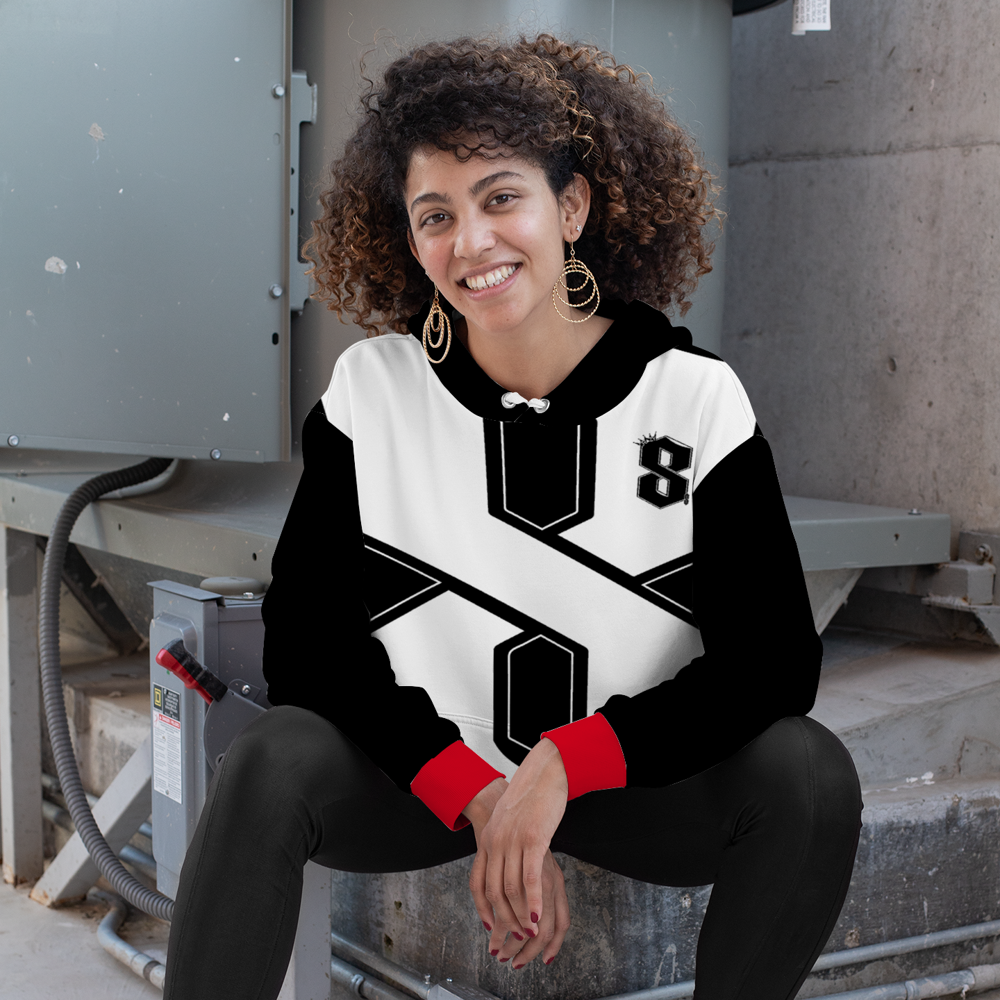 Crazy 8s Blk/Red Plush Hoodies